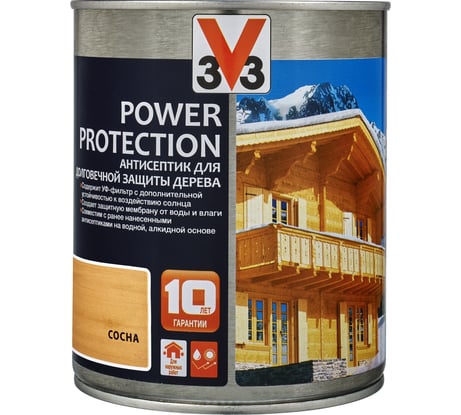 Алкидный антисептик для дерева V33 POWER PROTECTION полуглянец, сосна 117387