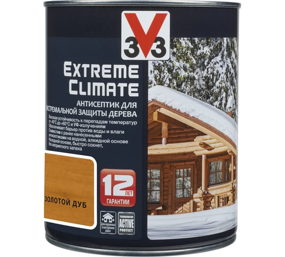 Акриловый антисептик для дерева V33 EXTREME CLIMATE полуглянец, золотой дуб 117424 1