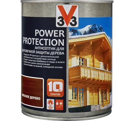 Алкидный антисептик для дерева V33 POWER PROTECTION полуглянец, красное дерево 117390