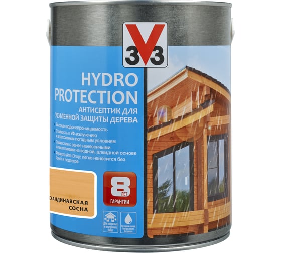 Акриловый антисептик для дерева V33 HYDRO PROTECTION скандинавская сосна 117411 1