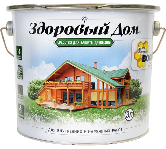 Деревозащитное средством Здоровый Дом махагон 3 л 90000857526 1