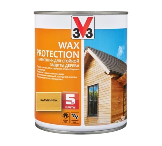 Алкидный антисептик для дерева с добавлением воска V33 WAX PROTECTION калужница 119609