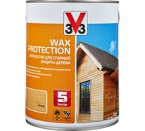 Алкидный антисептик для дерева с добавлением воска V33 WAX PROTECTION полуглянец, сосна 117375