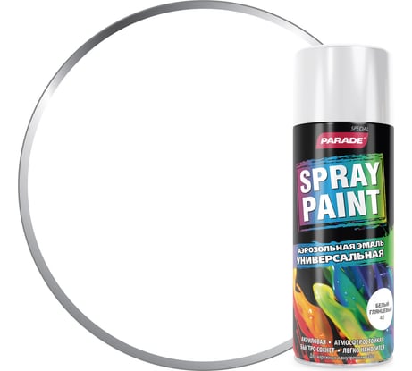 Аэрозольная эмаль PARADE SPRAY PAINT 40 Белый глянц. Лк-00001262