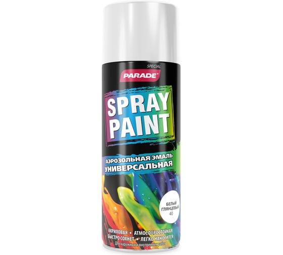 Аэрозольная эмаль PARADE SPRAY PAINT 40 Белый глянц. Лк-00001262