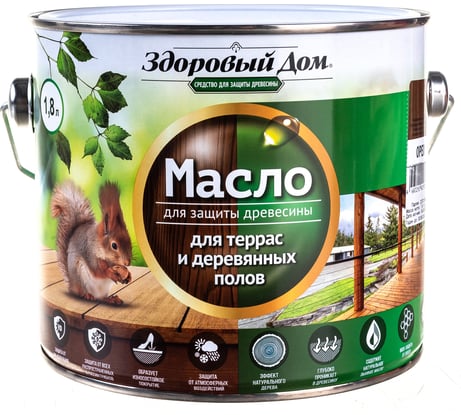 Масло для террас и деревянных полов Здоровый Дом орех 1,8 л Лк-00009554