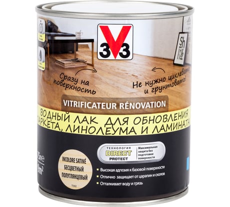 Акриловый лак для пола V33 Renovation, полуглянец, 108164