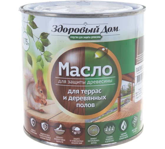 Масло для террас и деревянных полов Здоровый Дом палисандр 0,75 л Лк-00009568