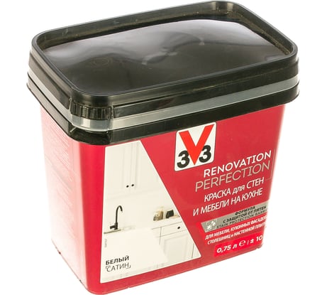 Краска для стен и мебели на кухне V33 RENOVATION PERFECTION-БЕЛЫЙ 119698