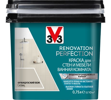 Краска для стен и мебели в ванной комнате V33 RENOVATION PERFECTION-ФРАНЦУЗСКИЙ БЕЖ 119708