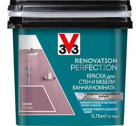 Краска для стен и мебели в ванной комнате V33 RENOVATION PERFECTION-ПИОН 119711