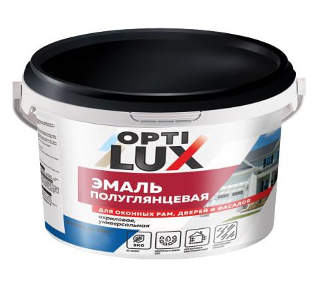 Акриловая эмаль ОПТИЛЮКС для окон и дверей, полуглянец, 2.6кг 022476