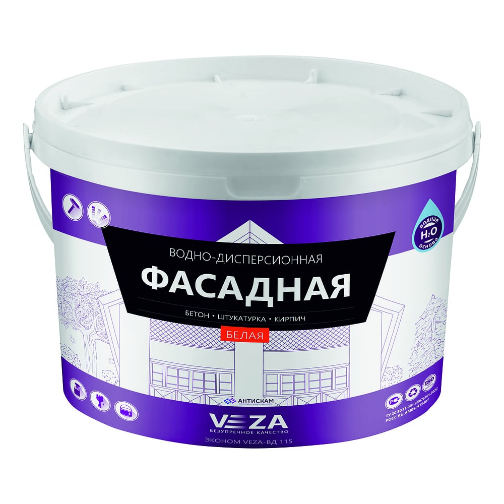 Фасадная акриловая водно-дисперсионная краска (эконом) Veza 05ВД115 ...