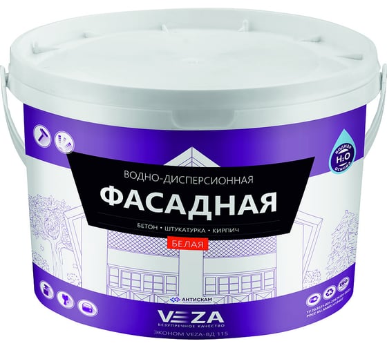 Фасадная акриловая водно-дисперсионная краска (эконом) Veza 10ВД115 1