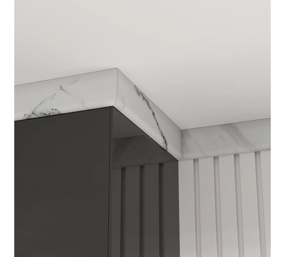 Напольный (потолочный) плинтус GOODWAY 2400x60x12 мм, мрамор миконос,  M60 GWG-05