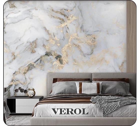 Фотообои Verol флизелиновые "мрамор" 300x283 см, серый, 3 полосы 133-ФФО-04967