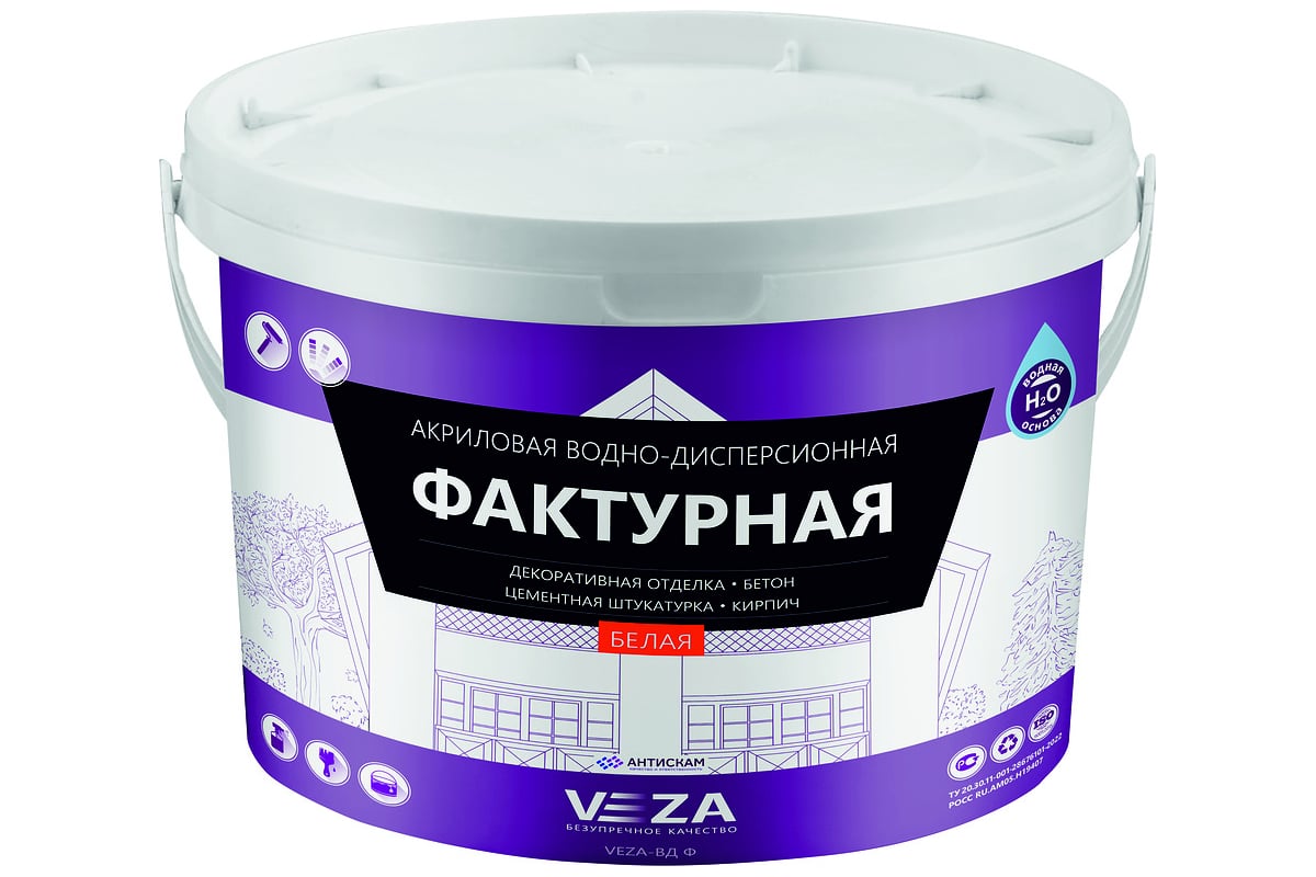 Фактурная акриловая водно-дисперсионная краска Veza 100ВДФ - выгодная ...