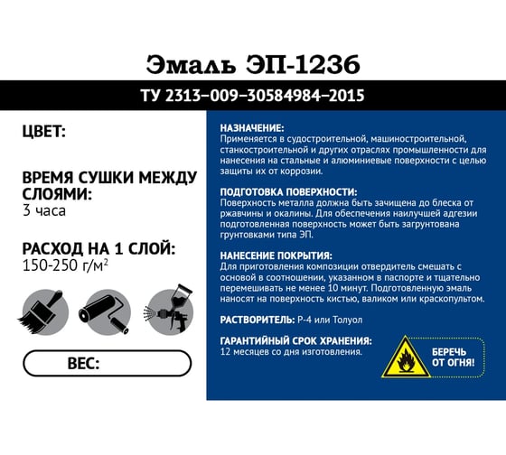 Эмаль Мицар ЭП-1236 10 кг, + 0,2 кг, серая УТ000013138