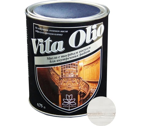 Масло для внутренних работ с твердым воском Живая Краска VITA OLIO шелк.-мат. беленый дуб 0,75 л 255518