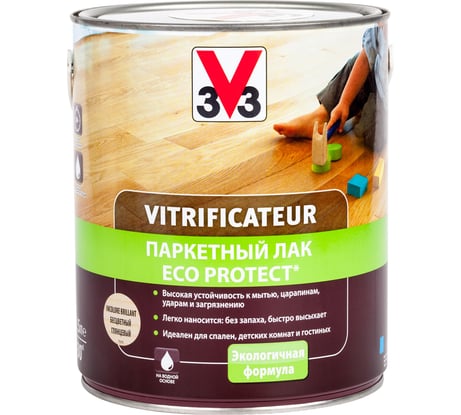 Полиуретановый акриловый паркетный лак V33 ECO PROTECT глянец 107854