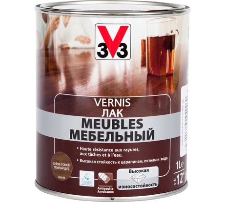 Акриловый мебельный лак V33 глянцевый дуб темный 102209