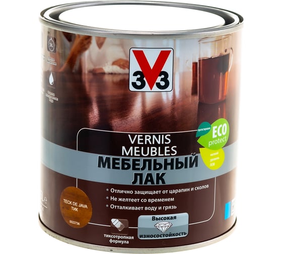 Акриловый мебельный лак V33 глянцевый тиковое дерево 102204