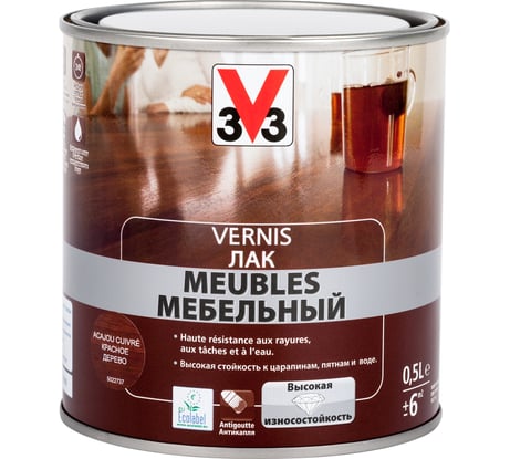 Акриловый мебельный лак V33 глянцевый красное дерево 102205