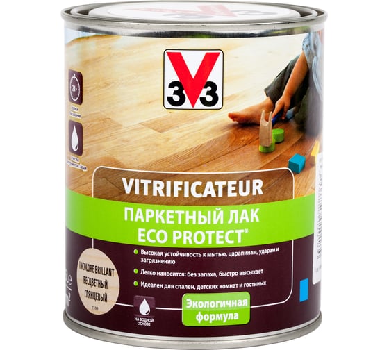Полиуретановый акриловый паркетный лак V33 ECO PROTECT глянец 107850