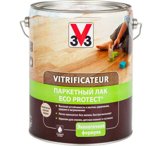 Полиуретановый акриловый паркетный лак V33 ECO PROTECT глянец 107858