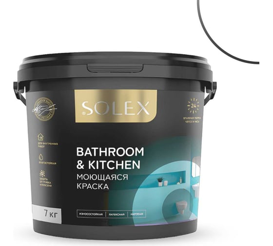 Водно-дисперсионная моющаяся краска SOLEX BATHROOM & KITCHEN 7 кг 0254789989