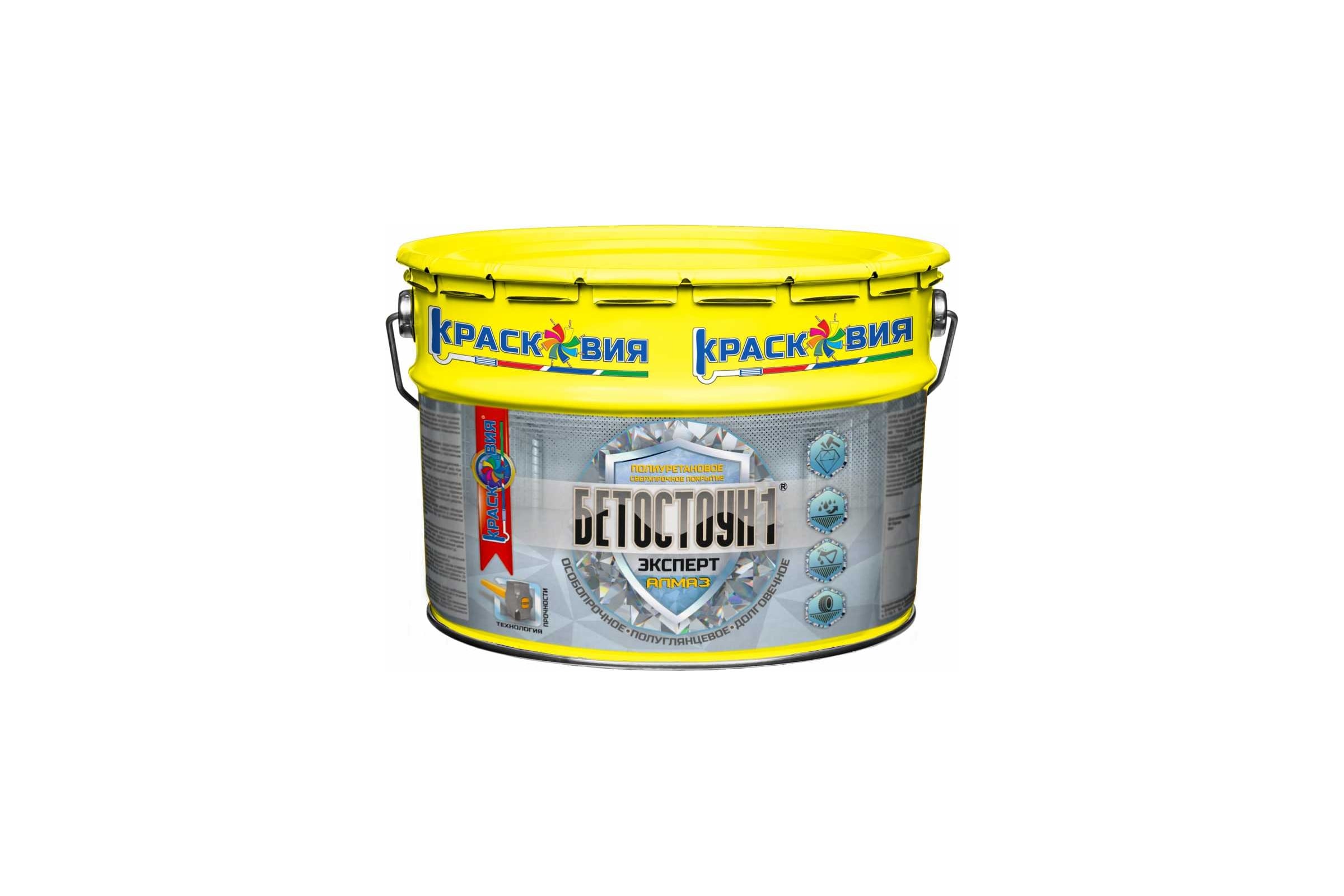 ПолиуретановаяполуглянцеваяэмальдлябетонныхполовКрасковияБетостоун-1Эксперт«Алмаз»Ral704010кгER-00004387