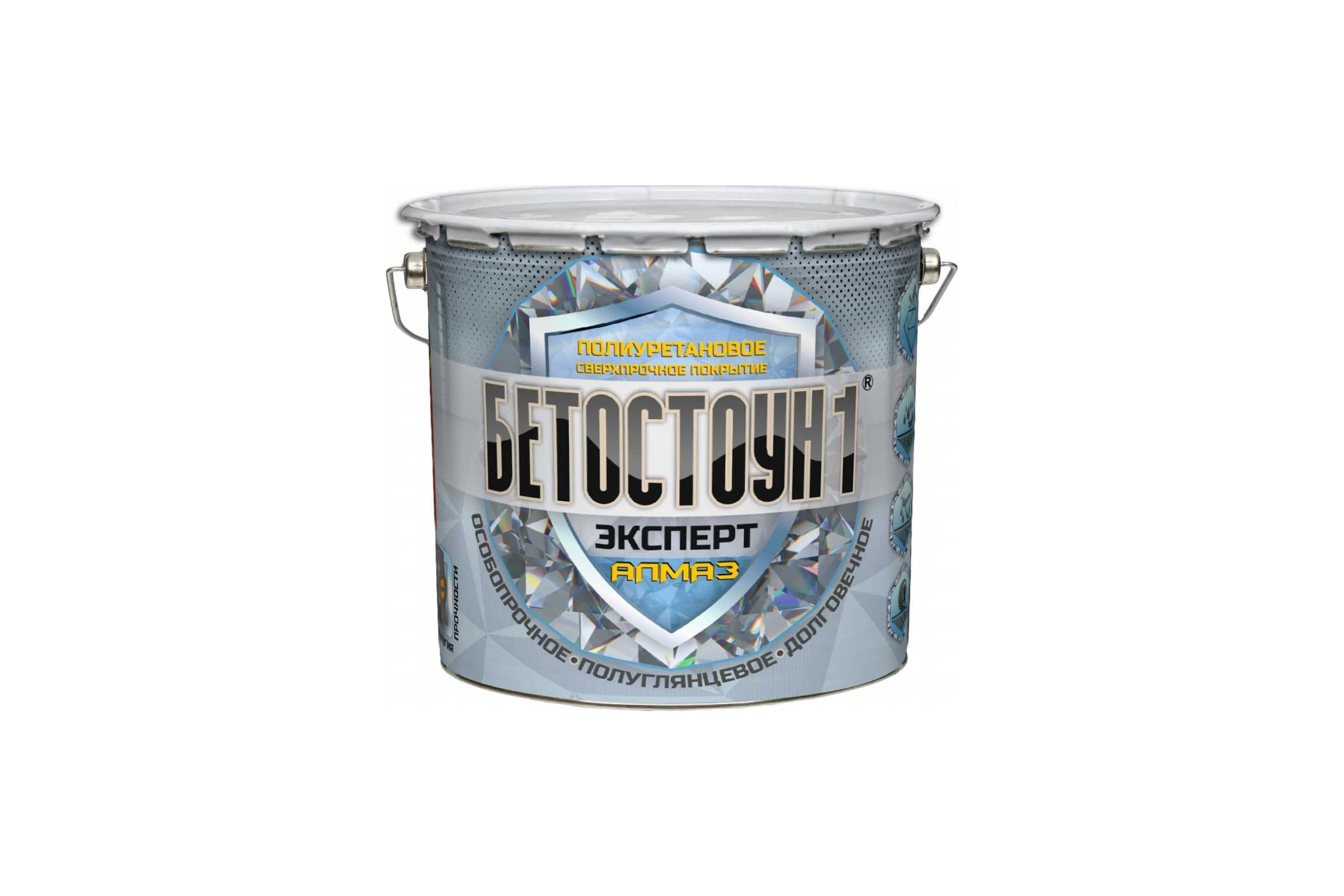 ПолиуретановаяполуглянцеваяэмальдлябетонныхполовКрасковияБетостоун-1Эксперт«Алмаз»Ral70403кгER-00004396