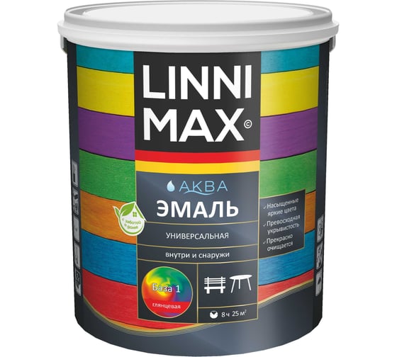 Универсальная эмаль LINNIMAX Аква SM B3 2,35 л 948105452 1