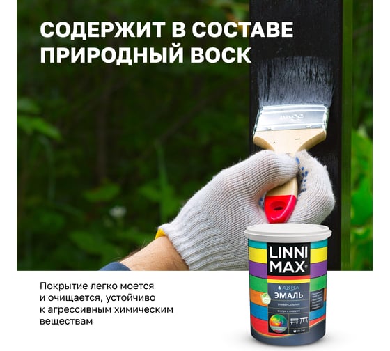 Эмаль универсальная шелковисто-матовая LINNIMAX Аква База 3 0,85 л, 948105450