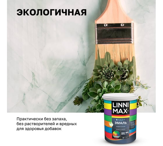 Эмаль универсальная шелковисто-матовая LINNIMAX Аква База 3 0,85 л, 948105450