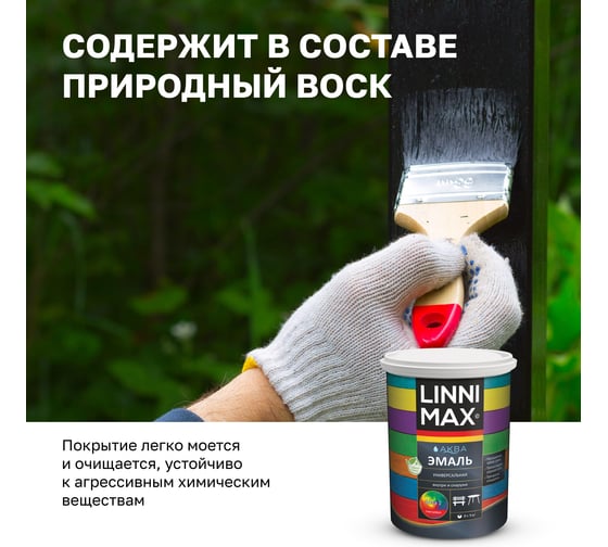 Эмаль универсальная глянцевая LINNIMAX Аква База 1 0,9 л, 948105426