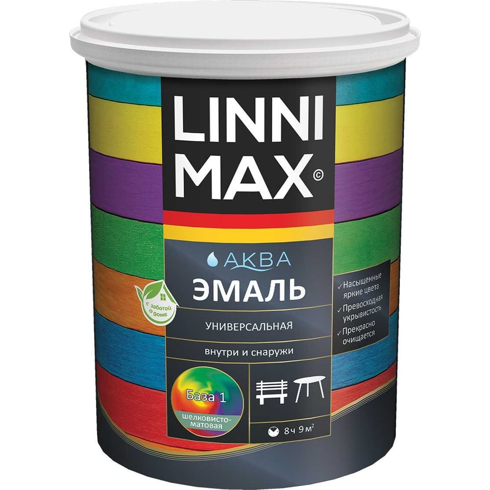 Универсальная эмаль LINNIMAX ALPINA Аква SM B1 0,9 л 948105442 - выгодная  цена, отзывы, характеристики, фото - купить в Москве и РФ