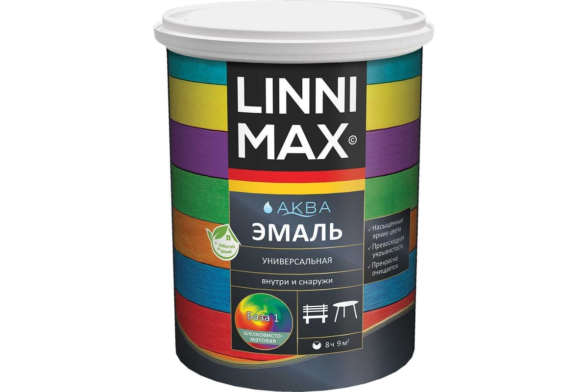 Универсальная эмаль LINNIMAX ALPINA Аква SM B1 0,9 л 948105442 - выгодная  цена, отзывы, характеристики, фото - купить в Москве и РФ