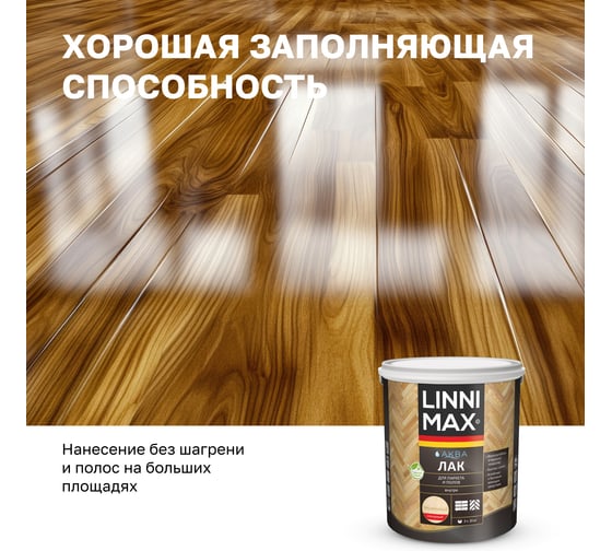 Аква лак для паркета и полов глянцевый LINNIMAX 2,5 л 948105331
