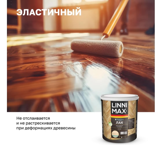 Акриловый лак LINNIMAX (ALPINA) аква для паркета и полов для вн раб шелк-мат прозрачный 2,5 л 948105339
