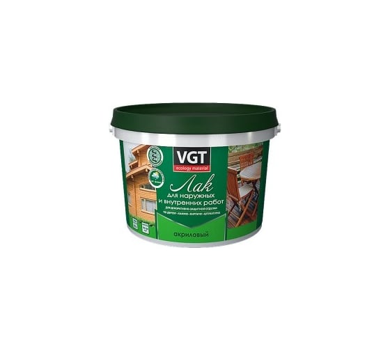 Акриловый лак для наружных и внутренних работ VGT глянцевый, бесцветный 2,2 кг 11601878