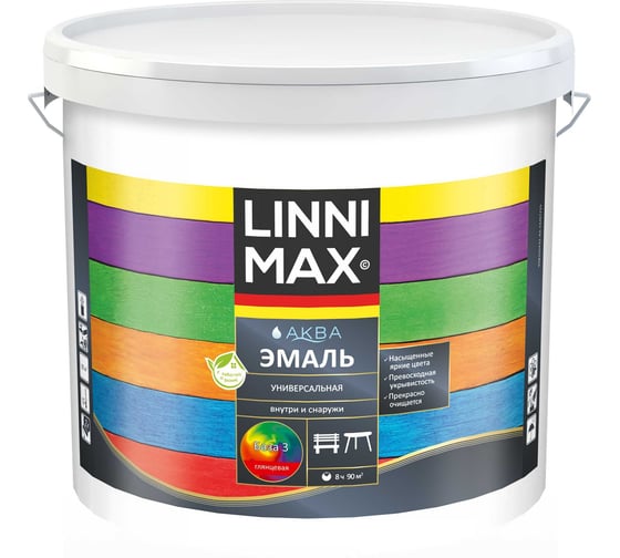 Универсальная эмаль LINNIMAX Аква глянцевая База 3 8,46 л 948105439
