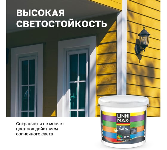 Универсальная эмаль LINNIMAX Аква шелковисто-матовая База 3 8,46 л 948105455