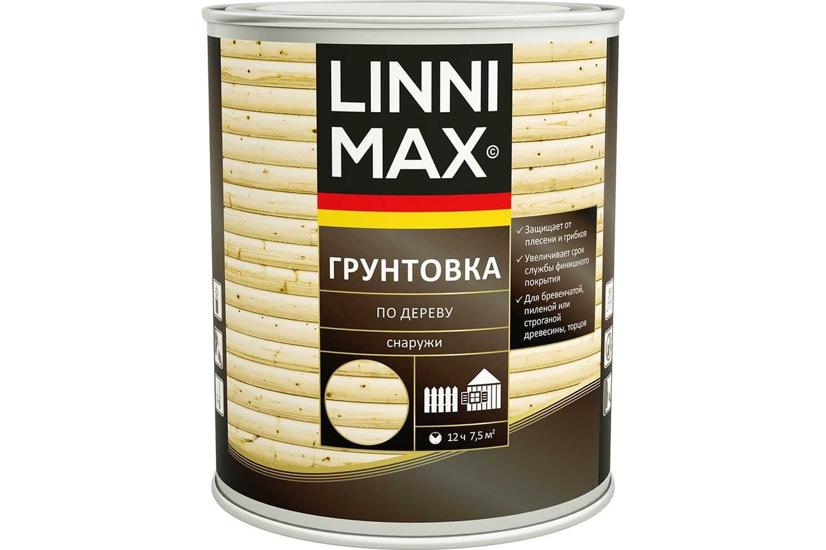 Лессирующий антисептик LINNIMAX грунтовка по дереву 0,75 л 948105089