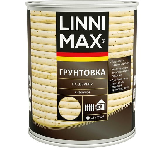 Лессирующий антисептик LINNIMAX грунтовка по дереву 2,5 л 948105091