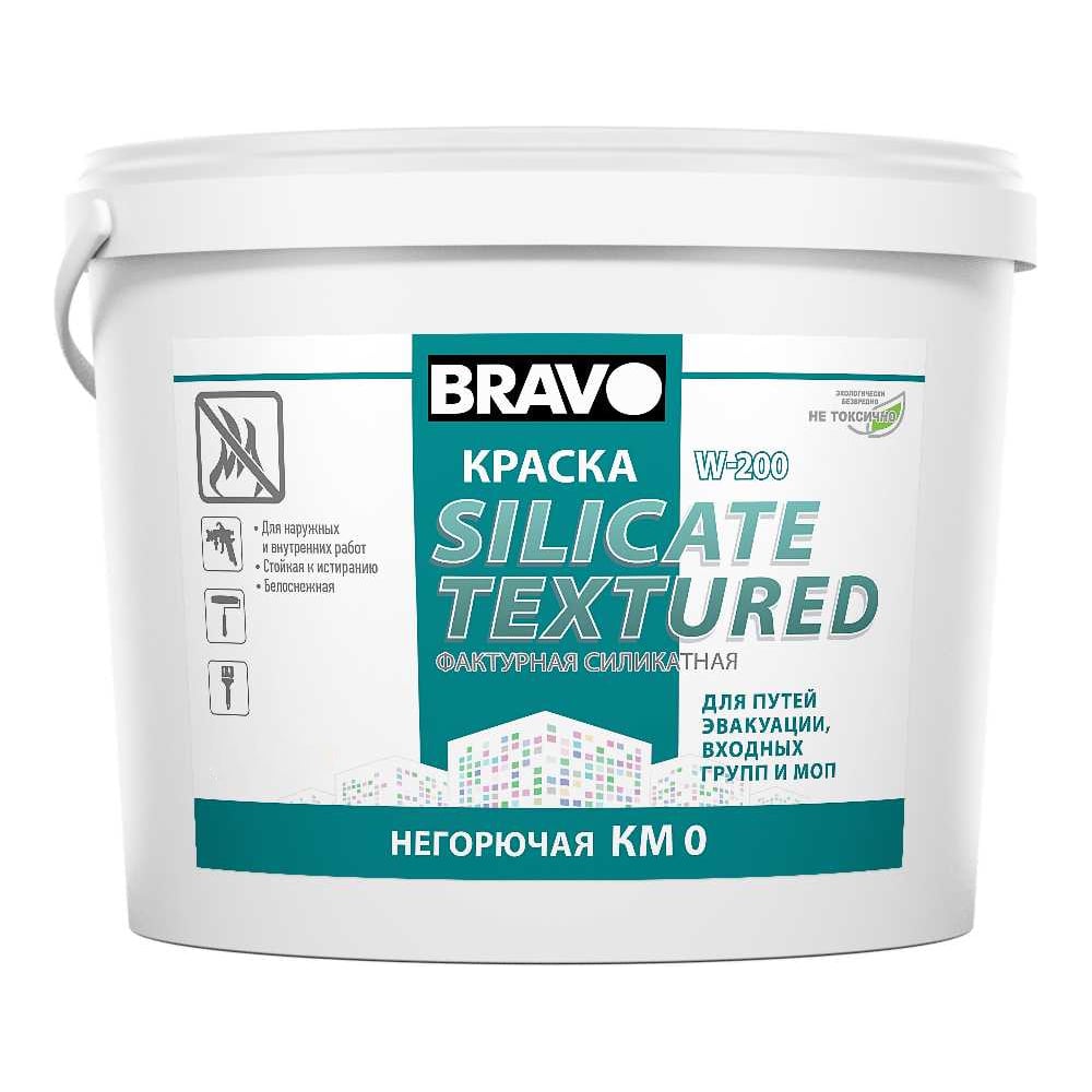 Краска BRAVO DECOR W-200 силикатная фактурная краска для наружных и ...