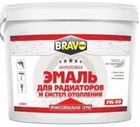 Эмаль BRAVO DECOR FW-99 для радиаторов и систем отопления, полуглянцевая, супербелая, термостойкая, 2,5кг 12412