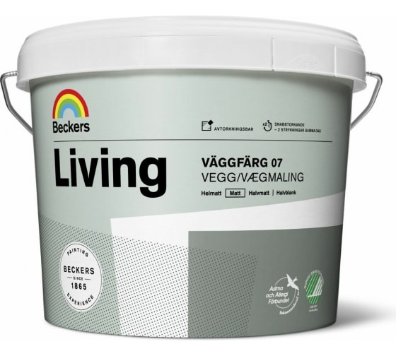 Краска Beckers Living Vaggfarg 07 A мат 9 л 710000339 1