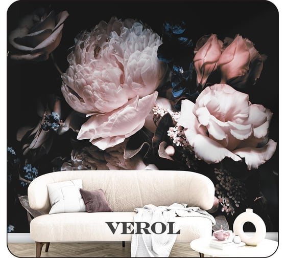 Фотообои Verol флизелиновые, с виниловым покрытием "цветы", 300x283см, моющиеся обои на стену, декор для дома 110-ФФО-05755