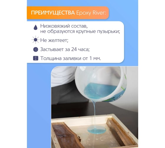 Прозрачная смола для заливки Poly max Epoxy River 65 г ER0.65